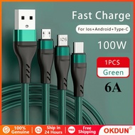 100W Super Fast Charger Cable 6A 3 in 1 Charger Cable Micro Usb / Type-C / For iP Cable