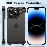 เคสโทรศัพท์โลหะอะลูมินัมอัลลอยสำหรับ IPhone 15 14 13 12 Pro Max พร้อมการป้องกันฟิล์มเลนส์ฝาครอบโทรศัพท์สำหรับ iPhone 15 Plus