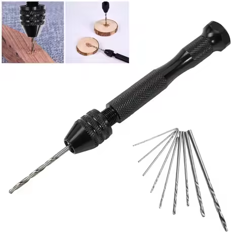 0.3-3.2mm Small Hand Drills Woodworking Drilling Tool With 10pc Drill Bits 0.8-3.0mm For Models Hobb