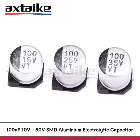 100PCS 10V 16V 25V 35V 50V 100uF 10V100uF 16V100uF 25V100uF 35V100uF 6.3*7.7MM 5×5.4 SMD Aluminium E