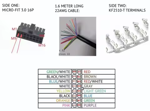 1.6M 160CM 16PIN 22WG Micro-Fit 3.0 KF2510 43025 Molex 3.0 2x8pin 0430251600 16 pin Molex 3.0 2*8pin