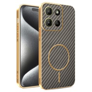 For Motorola Moto G15, G15 Power, Fashionable high-end magnetic ring phone case, carbon fiber anti d