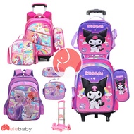elebaby 3 in 1 School Bag Primary School Students Water Resist Trolley School Bag With 6 Wheels Scho