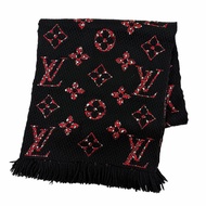 成色極佳☆LOUIS VUITTON) 2020款 M76345 巨型Monogram叢林羊毛絲巾 黑色 義大利製造 正品 女士