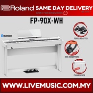 Roland FP-90X 88-key Digital Piano with Piano Stand, Bench, RH5 Headphones, Note Stand, 3-Pedal - Wh