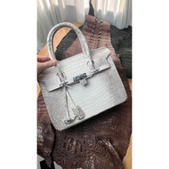 Rare albino crocodile leather women's handbag size 30, high quality crocodile leather women's handba
