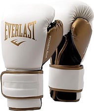 Everlast Powerlock2 Boxing Gloves - Enhanced Performance and Style, Black/Gold and White/Gold, Sizes 12oz/14oz/16oz - Ideal Training Gloves for Boxing