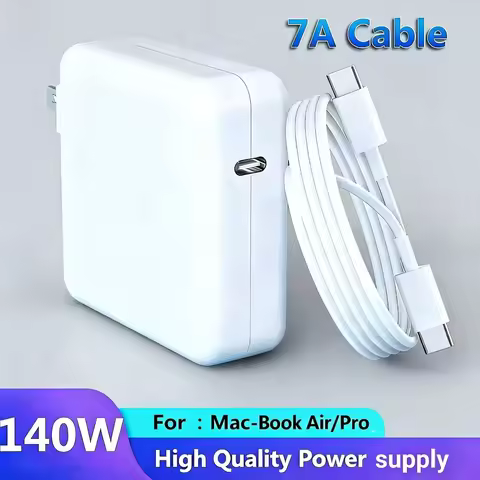 140W USB-C Power Adapter (2M Cable) – Compatible with MacBook Pro 13-16” & iPad Pro (2018-2021): Hig
