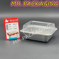4504-P Aluminium Foil Tray with Clear Lid [ 5sets ± ] Rectangle / Rectangular My Chef Foil Tray 4504