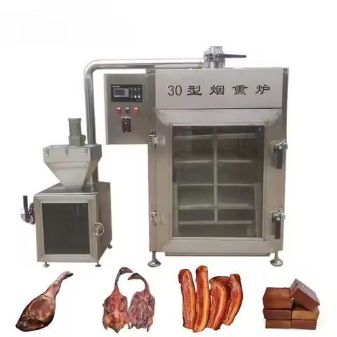 Automatic Gas Sausage & Fish Smoker Oven Smoke Fish & Drying Fumigation Machine Meat Smoking Chamber