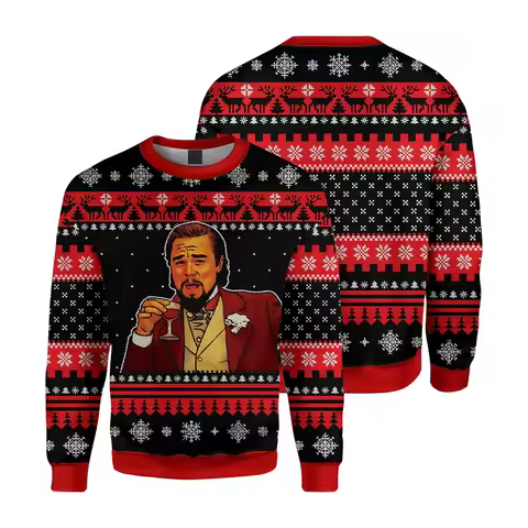 Fall Winter Clothing Laughing Leonardo Dicaprio Meme Ugly Christmas Sweater Gift Santa Pullover Men 