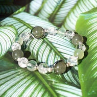 雪花幽靈 灰幽靈 葡萄石 千層灰幽靈 綠藤蔓 財富 水晶 手鏈