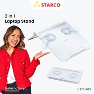 NEW!!! Starco 2 in 1 Foldable Laptop Stand Double Cooling Fan Meja