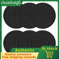 Black Round Silicone Rubber Drink Coasters (Set of 6) Non-Slip Perfect for Homes & Bars