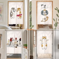 Cartoon Cat Door Curtain Anime for Kitchen Partition 200cm Long Room Curtain Door Velcro Tape No Nail Short Curtain Self Adhesive