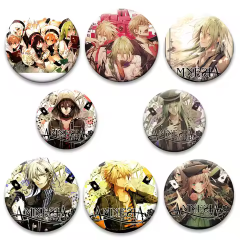 Game Anime AMNESIA Badge Shin Ikki Kent Toma Ukyo Cartoon Lapel Pins Round Brooches for Backpack Acc