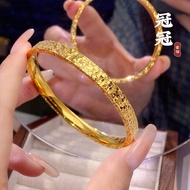 Ancient Method Sand Gold Boutique 6M Three-Sided Crushed Ice Ice Bracelet Gold Store Same Style CNC 