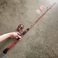 set pancing abu garcia + daiwa fishing set rod + reel