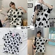 JUMBO T-SHIRT TOP WITH MOO COW MOTIF/ OVERSIZE MOO COW T-SHIRT/ COW MOTIF KOREAN STYLE T-SHIRT