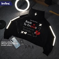 FEBB - MEN'S 300 GSM GLITTER BACK TO FRIENDS BOXY HODDIE SWEATER THICK FLECCEWanita
