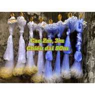 3-membrane fishing net 2m high, 3m long, 75-80m long. Net size 4p5,5p,6p,7p,8p,10cm,12cm.