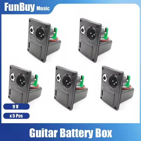 5pcs Guitar EQ Pickup Battery Box 4 Pin B-Type 9 volts Battery Box with Three-core Caron 6.35mm outp