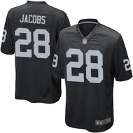 นิวเจอร์ซีย์ที่นิยมมากที่สุด NFL Football Jerseys Mens Oakland Raiders 28 Josh Jacobs Football Jersey Black White