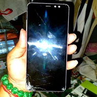 lcd & touchscreen +bezzel + tombol samsung a8+ 2018 ori copotan