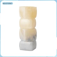[mojotorw7] Colored Glass Art Vase Unique Shape Stacked Cube Glass Vase Artistic Design Tabletop Cen