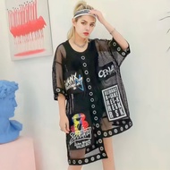 Harajuku Outer Mesh Korean Transparent Outer/ Korean style Top blouse Mesh Top/