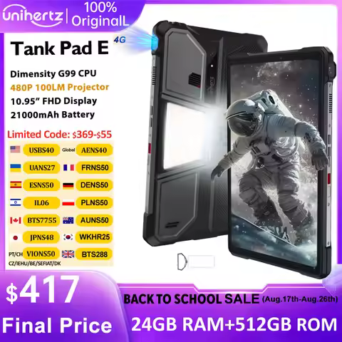 Unihertz 8849 TANK PAD E Rugged Tablet with Projector Android 21000mAh 120Hz 50MP Camera 24GB 512GB 