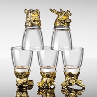 KY&amp; 12Twelve Zodiac Signs Liquor Glass Set Liquor Divider Crystal Glass Chinese Style Liquor Ware Set Tass Shooter Glass