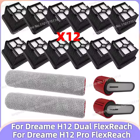 Fit For ( Dreame H12 Dual FlexReach / H12 Pro FlexReach ) Vacuum Parts Roller Brush HEPA Filter