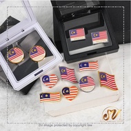 Brooch Pin Tudung Flag Love Round 1Pc/3Pcs Bendera Merdeka Jalur Gemilang Malaysia Kerongsang Shawl 
