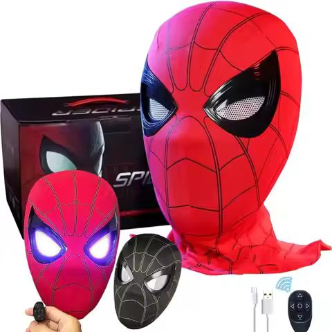 Spiderman Mask Eyes Movable Remote Control Peter Parker Spiderman toys children Halloween Cosplay Co