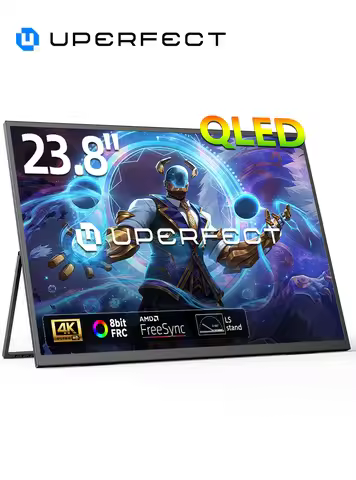 UPERFECT UHD 4K 23.8" Large QLED Screen USB-C HDMI Work Home Second Monitor W/180°Adjustable Stand F