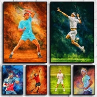 Tennis Legends Poster Rafael Nadal  Roger Federer Canvas Art for Home Wall Decor