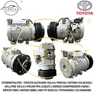 TOYOTA ALPHARD '05 2.4/PREVIA/ ESTIMA '03 ACR30/ VELLFIRE '05 2.4/IPSUM 7PK DENSO COMPRESSOR(NEW) TF