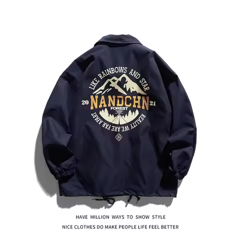 New Arrival Autumn Spring Thin Light Print Man Bomber Coach Jacket Unisex Woman Varsity Coat Streetw
