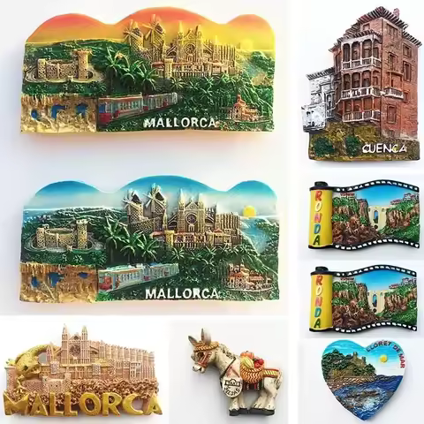 Spain Mallorca Fridge Magnets Majorca Palma Castle Cuenca Ronda Tourism Memorial Decor Crafts Magnet