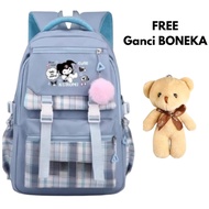 Tas Ransel Sekolah Anak Perempuan Terbaru 2025 KUR0MI Cute Tas Ransel Fashion TK SD SMP SMA Tas Seko