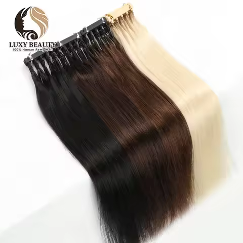 6D Hair Extensions For Salon DIY 6D-2 Generation 100% Human Hair Extensions Micro Beads Blonde 60# 1