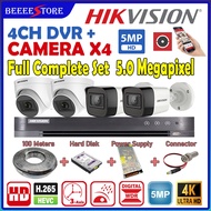 HIKVISION CCTV PACKAGE 5MP Full Set DIY 🌟4-CHANNEL🌟CCTV 4CH DVR + Camera + HDD + Power Supply + Cabl