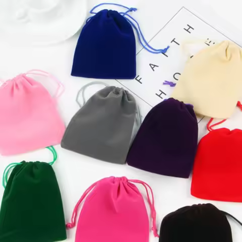 50pcs 5x7/7x9/10x12/13x18cm Velvet Bag Drawstring Wedding Party Candy Gift Bag Earphones Cosmetics S