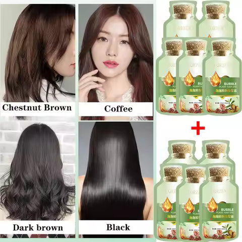 Pure Natural Herbal Hair Dye Shampoo Change Hair Color Cover Gray Hair White Hair Treatment Bubble P