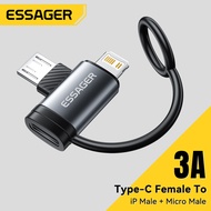 Essager 3A 2-in-1 Adapter Type-C To Lightning+Micro Adapters C-L C-M Fast Charge 3A Converters For i