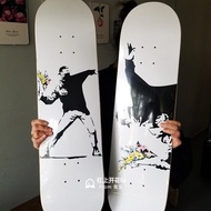 Banksy Banksy Throwing Flower Boy Skateboard Flower Bomber Street Wear Maple Board Trendy Hanging Bo