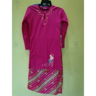 Preloved BARBIE Baju Kurung Pesak Moden Dress Kanak Kanak Baju Raya Kain Tak Panas 2023 Aidilfitri Corak Hari Raya