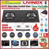 Livinox Built-in Hob LGH-588T 2B-FG 5.5kW 2 Burner With Timer (Flexi Hob) Black Nano Frosted Glass