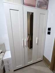 IKEA 白色衣櫃 有鏡三門 Brimnes White Wardrobe